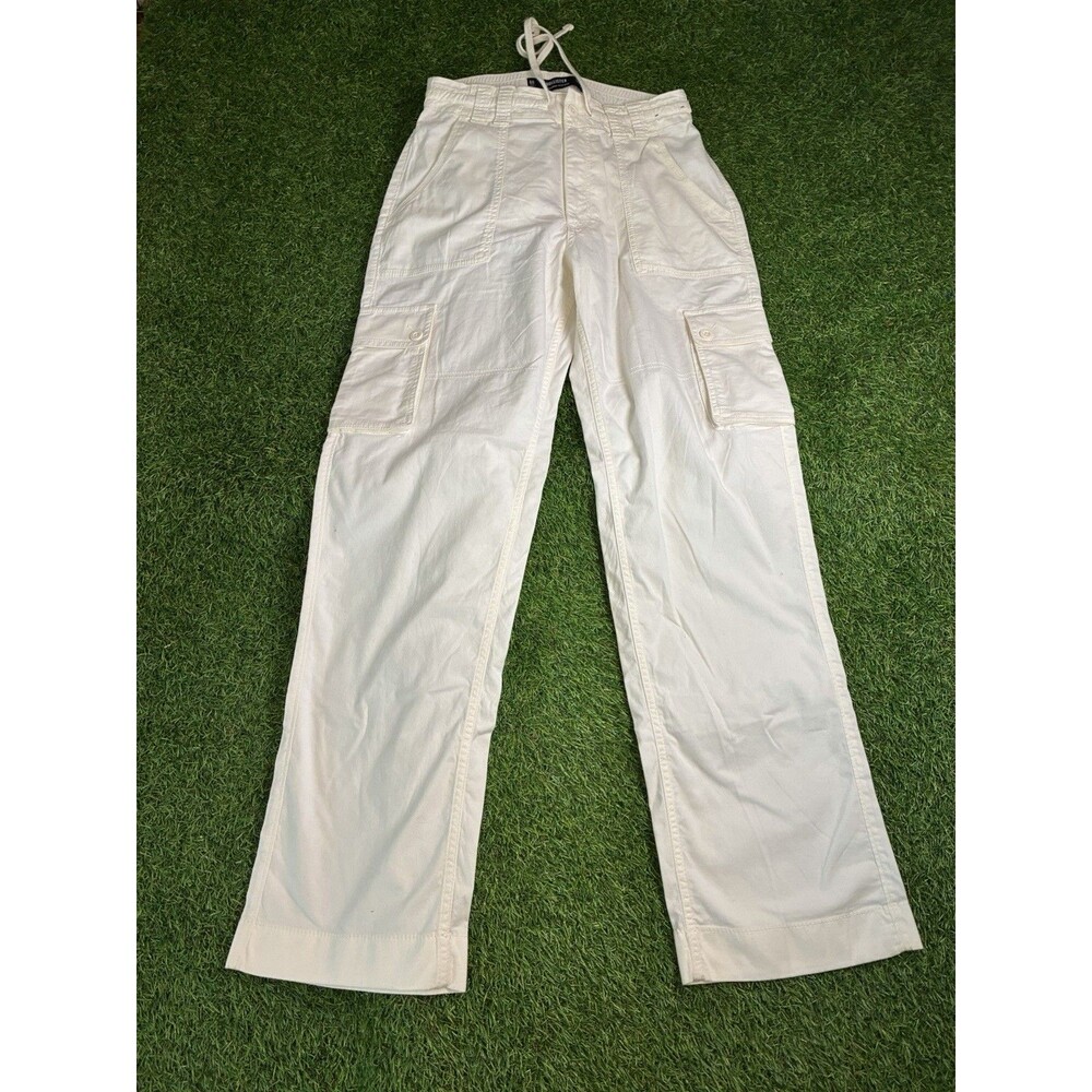 Hollister Ultra High Rise Dad Cargo Pants Women’s 6R Ivory Wide Leg Utility 6